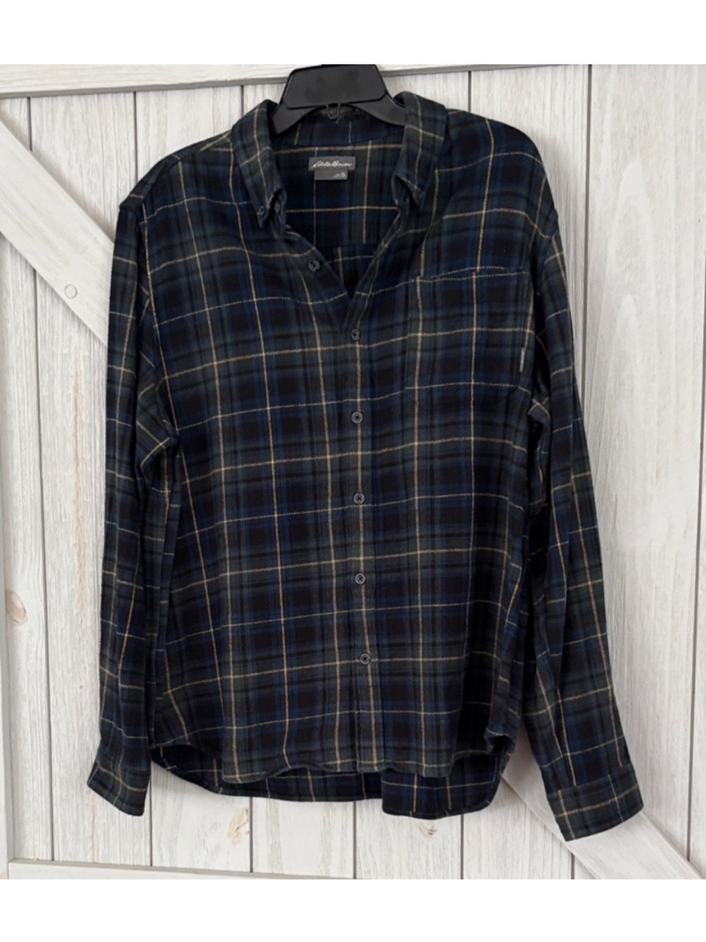 Eddie Bauer Men's Navy Plaid Button-Down Shirt Flannel BUNDLE - Picture 6 of 6